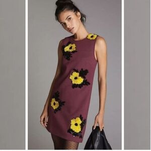 Anthropologie Dhruv Kapoor Sequin Shift Dress Size Small Purple and Yellow